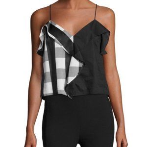 Rag & Bone Posta Buffalo Plaid Check & Solid Black 100% Cotton Cami Tank